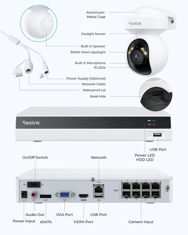 Alt view image 7 of 7 - 8CH 4K Security Camera System with PT Auto-Tracking, RLK8-800PT4