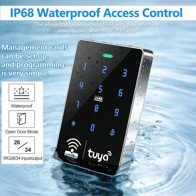 Alt view image 2 of 7 - WiFi Tuya Complete Security Access System Kit with Waterproof RFID Touch Keypad Door Lock, Smart Remote Door Opener, 600-Pound Electric Magnetic Lock + ZL, Metal Sensor Switch, Doorbell