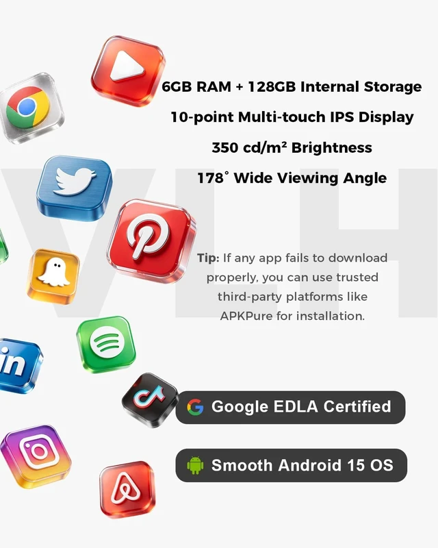 Alt view image 7 of 7 - 27 FHD Touch Screen Rolling TV, Smart Portable TV on Wheels, 6G+128GB, 27000mAh Battery, Android 15 OS, EDLA-Certified, Built-in 13MP Camera, Voice Remote Control