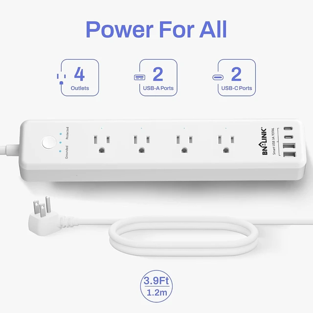 Alt view image 3 of 7 - Remote Control Power Strip with 4 Independent Outlets & 4 USBs
