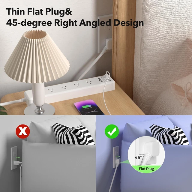 Alt view image 4 of 7 - Remote Control Power Strip with 4 Independent Outlets & 4 USBs