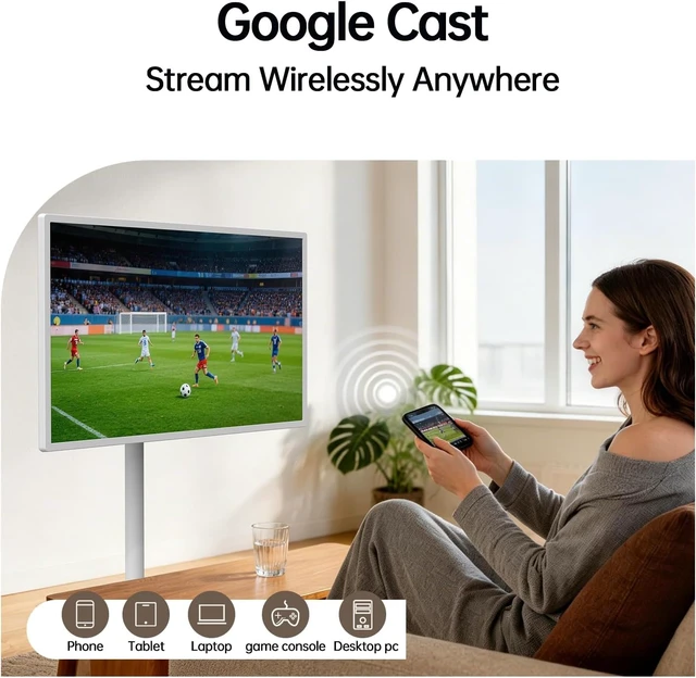 Alt view image 7 of 7 - 32" Portable Smart TV, FHD Google TV, Non-Touchscreen, No Battery