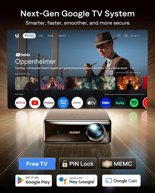 Alt view image 3 of 7 - EAZZE D1 MAX Google TV Projector, 1000 ANSI, 4K Support & MEMC