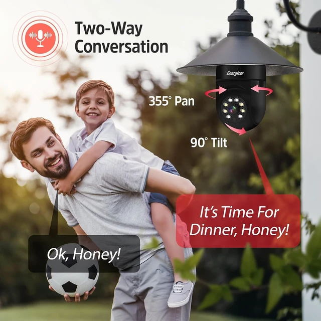Alt view image 5 of 7 - Connect Smart 1080p HD Outdoor Security Socket Camera with Siren Alarm, Remote Access, Motion Alerts, 2-Way Audio, Night Vision, 2.4GHz Wi-Fi, Black