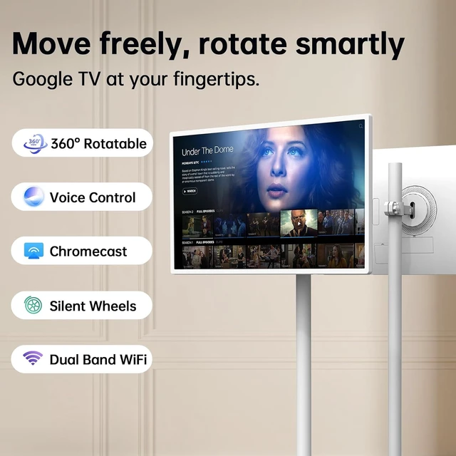 Alt view image 3 of 7 - 32" Portable Smart TV, FHD Google TV, Non-Touchscreen, No Battery