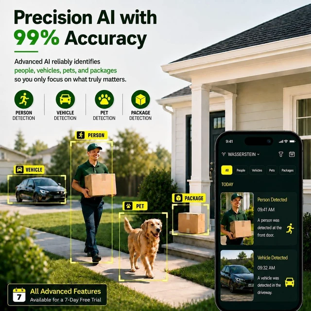 Alt view image 2 of 7 - 2K Window Camera, 5GHz & 2.4GHz WiFi Security Camera with 120° Wide View, Full Color Night Vision, AI Person/Vehicle/Pet Detection, 911 Emergency, US Based Cloud, 24/7 Recording, Pro