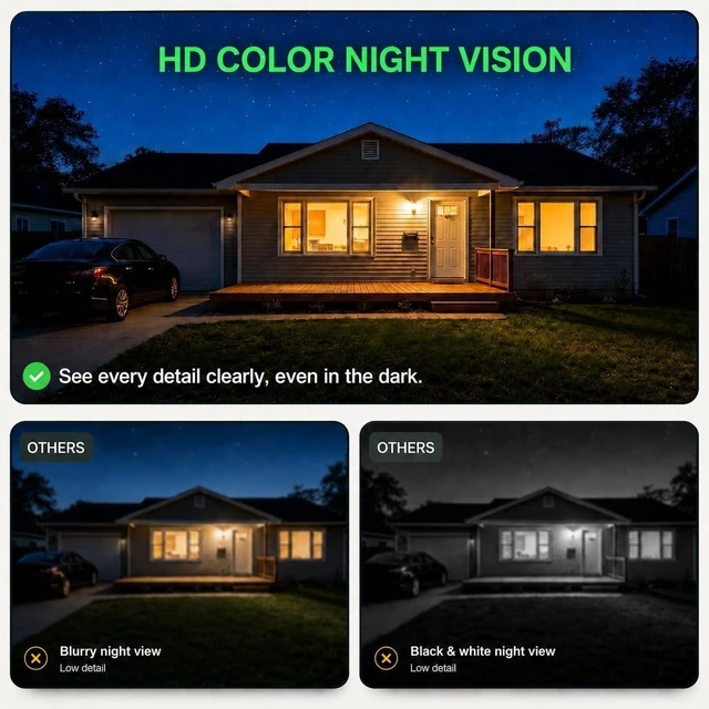 Alt view image 6 of 7 - 2K Window Camera, 5GHz & 2.4GHz WiFi Security Camera with 120° Wide View, Full Color Night Vision, AI Person/Vehicle/Pet Detection, 911 Emergency, US Based Cloud, 24/7 Recording, Pro