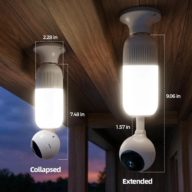 Alt view image 2 of 7 - 2K Light Bulb Security Cameras Indoor/Outdoor with 355° Manual Pan