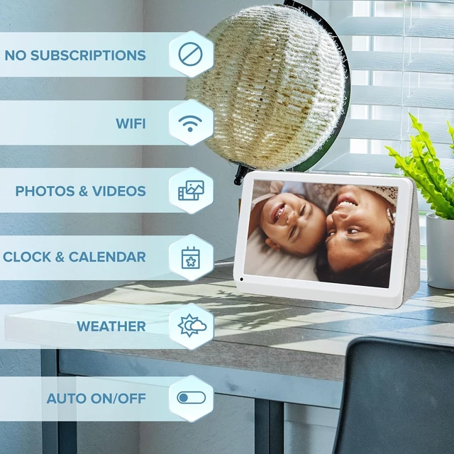 Alt view image 6 of 7 - PhotoShare MyLuma LED 7" WiFi Digital Photo Frame with LEDs & Soft Touch Back Panel