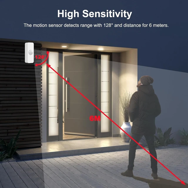 Alt view image 3 of 7 - WiFi Smart Motion Sensor for Home Security, Wireless Motion Detector with App Remote Monitor, Voice Command Compatible with Alexa, 4 Pack