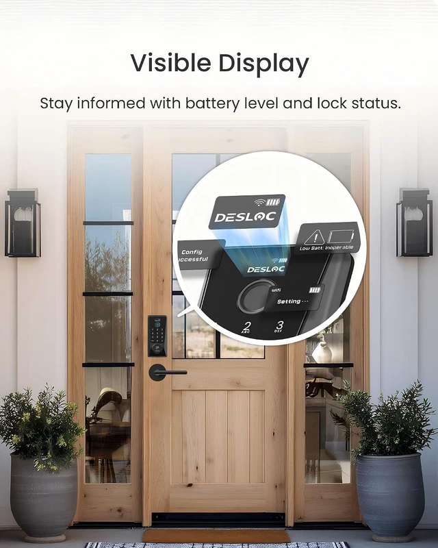 Alt view image 7 of 7 - Fingerprint Smart Lock with Lever Handles, Built-in WiFi, App Remote