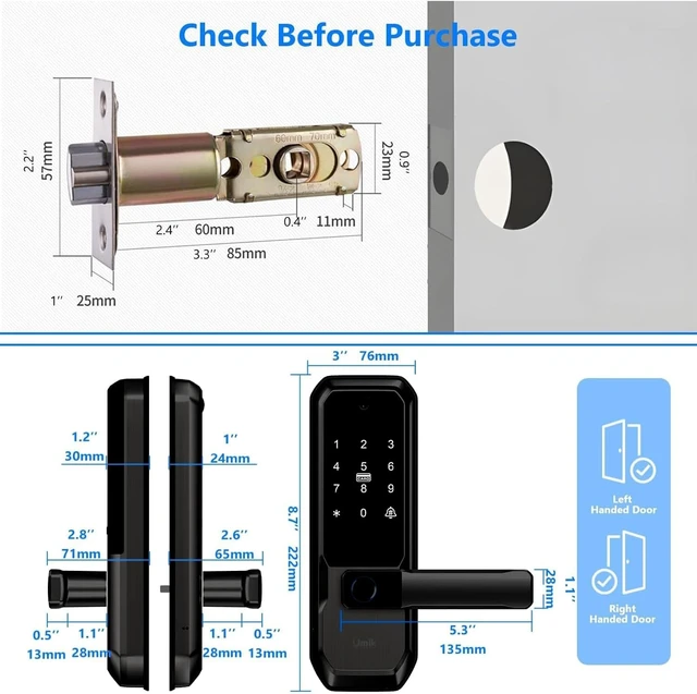 Alt view image 2 of 7 - UMIKSMART WiFi Smart Door Lock with Camera, Fingerprint Keypad & App Control