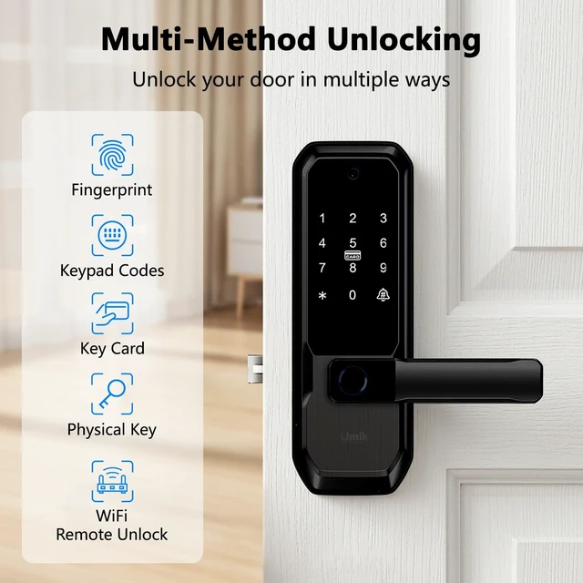 Alt view image 4 of 7 - UMIKSMART WiFi Smart Door Lock with Camera, Fingerprint Keypad & App Control
