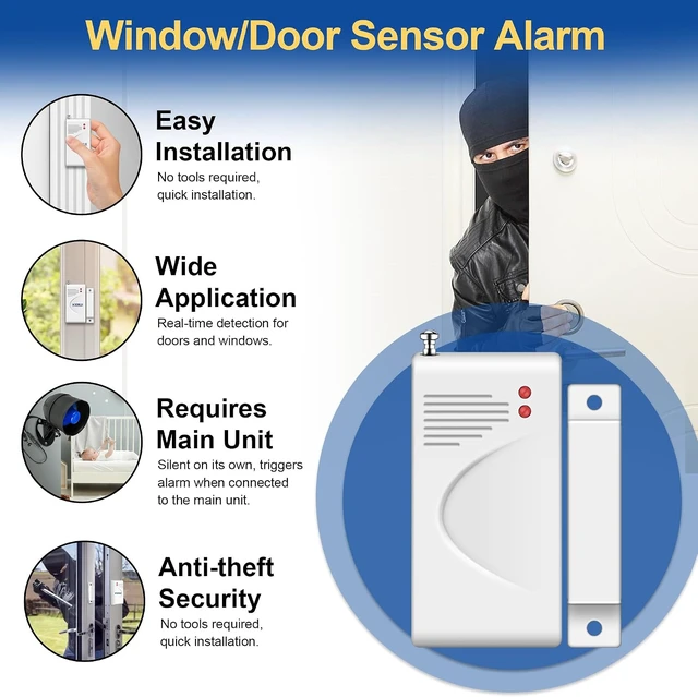 Alt view image 3 of 6 - WiFi Wireless Security Alarm System Kit with 120dB Loud Weatherproof Siren, Remote Control, Door Contact & Motion Sensor for Home, Hotel, Garage, Shop