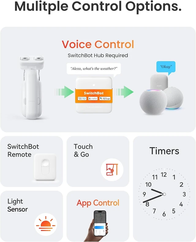 Alt view image 2 of 7 - Smart Automatic Curtain Opener, 2 Pack with Hub Mini (Matter Enabled), App/Voice Control, Works with Alexa, Google Home & HomeKit via Matter