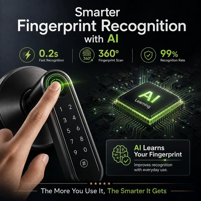Alt view image 3 of 7 - 4-in-1 Smart Fingerprint Door Lock Knob, V2.0