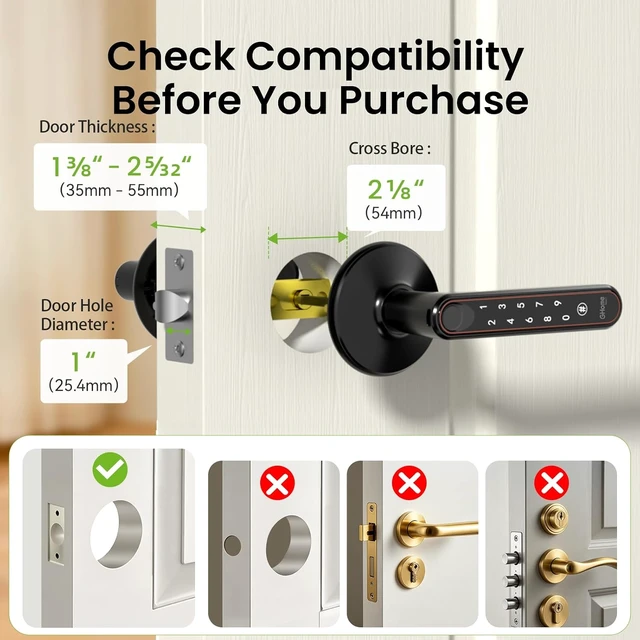 Alt view image 6 of 7 - 4-in-1 Smart Fingerprint Door Lock Knob, V2.0