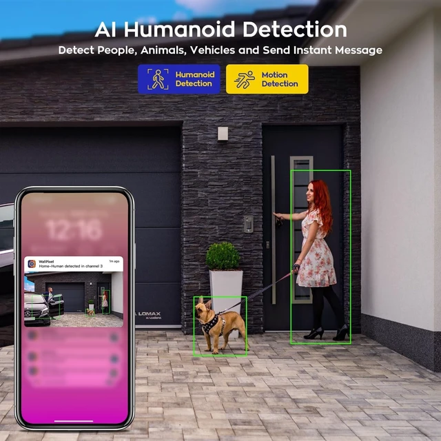 Alt view image 5 of 7 - 4MP Dual Lens 2-View WiFi Home Security Camera Indoor/Outdoor, 2 Pack