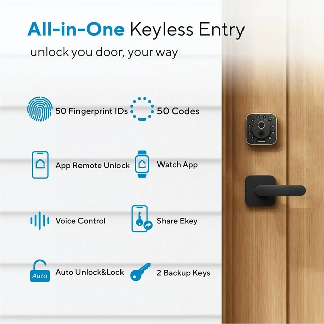 Alt view image 2 of 7 - Bolt Fingerprint WiFi Smart Lock with Handle, App Remote Access