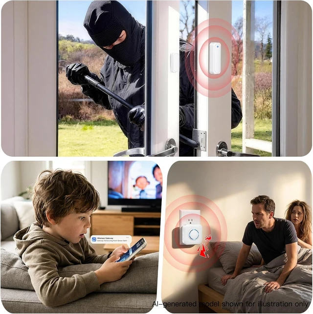 Alt view image 5 of 7 - WiFi Door Sensor Chime, Smart Door & Window Open Alert Sensor