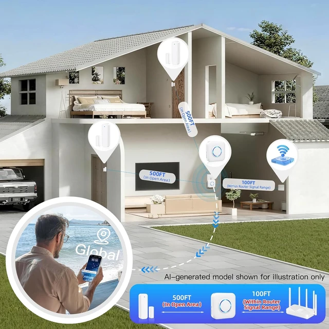 Alt view image 6 of 7 - WiFi Door Sensor Chime, Smart Door & Window Open Alert Sensor