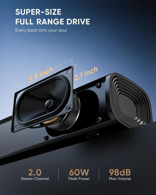 Alt view image 3 of 7 - 24" Center-Channel Surround Sound Bar System for Smart TV