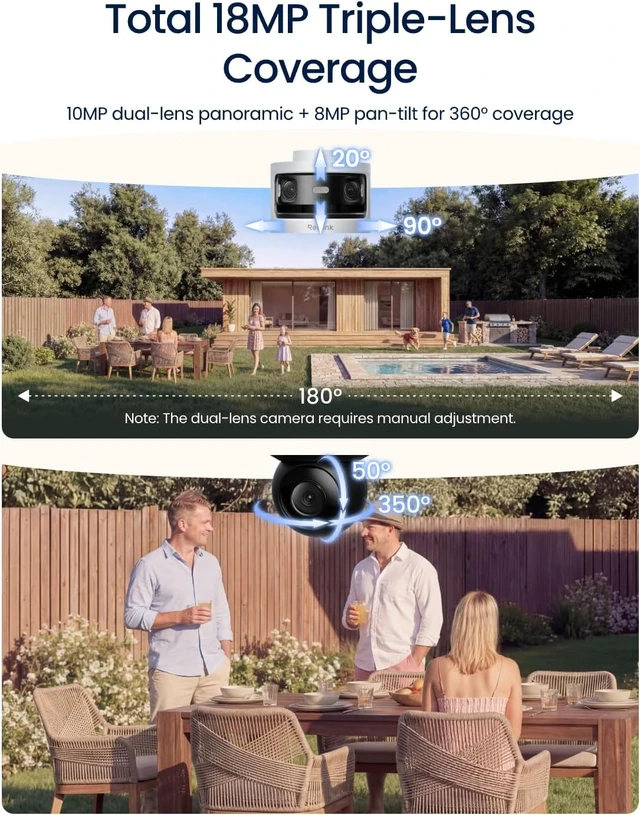 Alt view image 2 of 7 - OMVI 3i WiFi Triple-Lens Outdoor Security Camera, 10MP + 8MP 4K