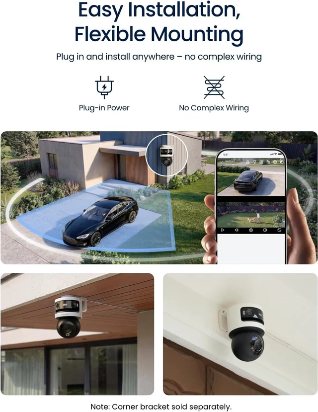 Alt view image 7 of 7 - OMVI 3i WiFi Triple-Lens Outdoor Security Camera, 10MP + 8MP 4K