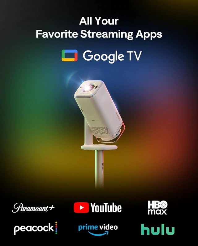 Alt view image 2 of 7 - BOOM Air Google TV Portable Projector, USB-C Powered, Off-White