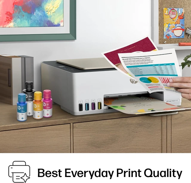 Alt view image 4 of 7 - Smart Tank 5103 Wireless All-in-One Ink Tank Printer, 2 Years of Ink, 100 Sheets of Photo Paper Included, Cartridge-Free, Refillable, AI-Enabled (5D1B2A)