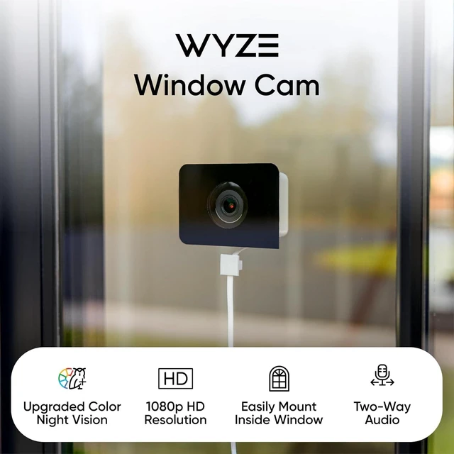 Alt view image 2 of 7 - WiFi Indoor HD Window Camera with Upgraded Color Night Vision, Anti-Glare, AI-Powered Motion Detection, Easy Setup, 24/7 Recording, Works w/Alexa & Google