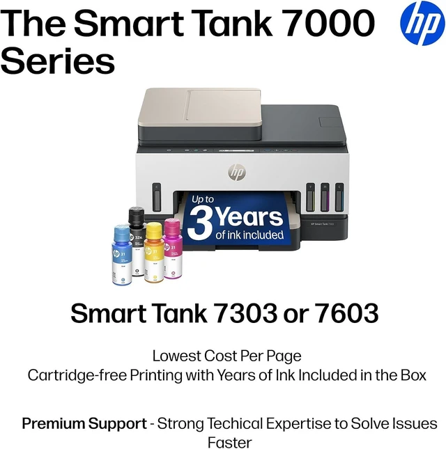 Alt view image 5 of 7 - Smart Tank 7603 Wireless All-in-One Ink Tank Printer with Fax & Copier, up to 3 Years of Ink Included, Best for Home Office, Cartridge-Free Refillable, AI-Capable (D34F7A)