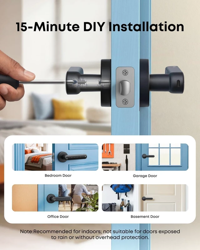 Alt view image 5 of 7 - FamiLock C32 Smart Fingerprint Keyless Lock with Handle