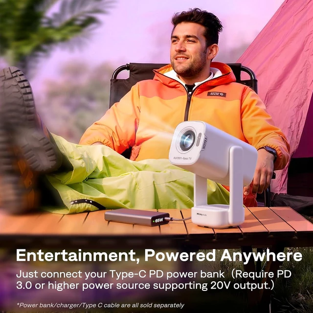 Alt view image 4 of 7 - D1R Air USB-C Powered Smart Portable Outdoor Projector, White