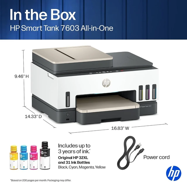 Alt view image 5 of 7 - Smart Tank 7603 Wireless All-in-One Ink Tank Printer with Fax & Copier, up to 3 Years of Ink Included, Best for Home Office, Cartridge-Free Refillable, AI-Capable (9B5D1A)