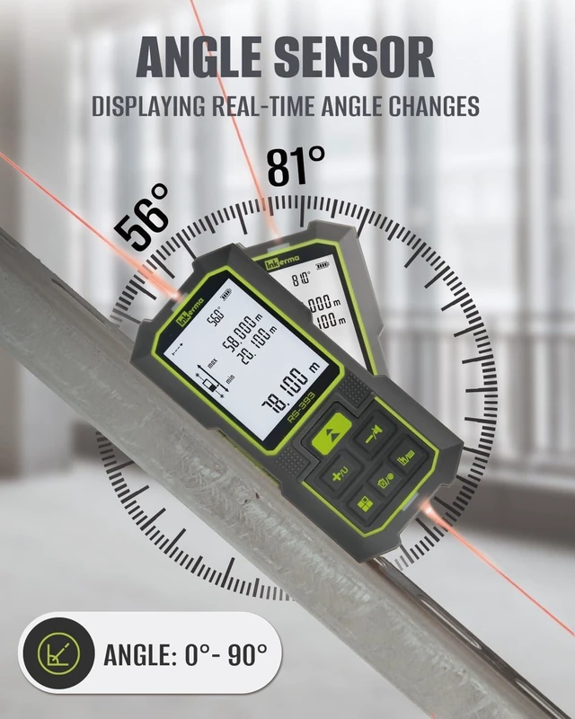 Alt view image 4 of 7 - Dual Laser Measurement Tool, 393Ft/120M Bilateral Laser Distance Meter, Rechargeable with Ft/in/M Units, Angle Sensor, Pythagorean Mode, Area & Volume
