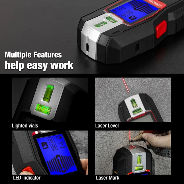 Alt view image 5 of 7 - ARROW 2-in-1 Stud Finder with Laser Level, Rechargeable Wall Stud