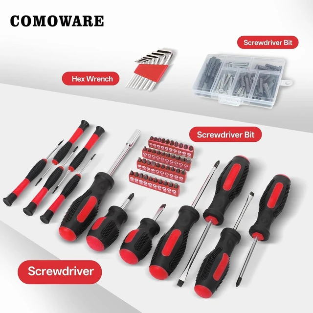 Alt view image 5 of 7 - 218 Pcs Basic Tool Set for Home with Storage Tool Bag, Red