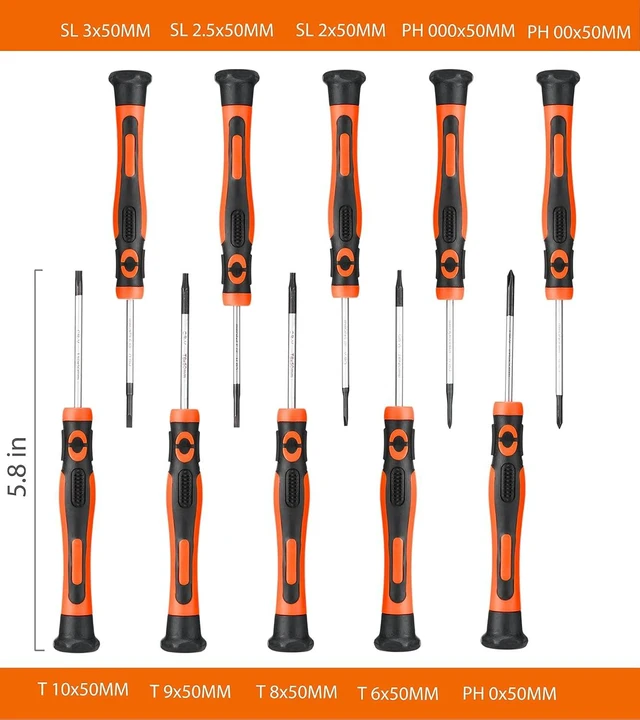 Alt view image 3 of 7 - 120-Piece Screwdriver Set with Case, Includes Slotted, Phillips, Hex, Pozidriv, Torx & Precision Magnetic Screwdrivers for Men (120-Piece)