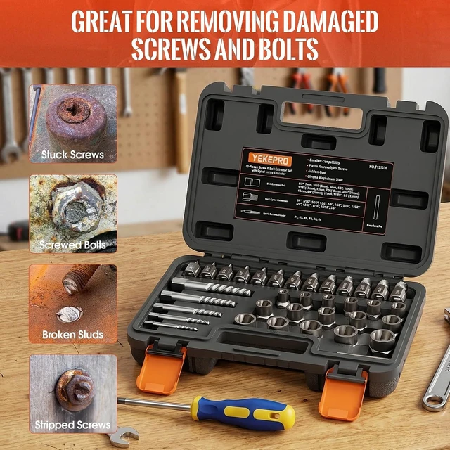 Alt view image 6 of 7 - 36PCS 3-in-1 Easy Out Screw & Bolt Extractor Set