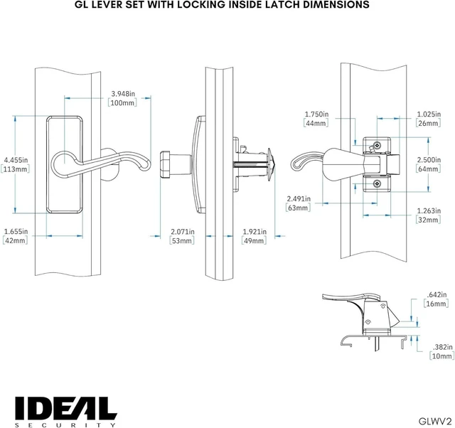 Alt view image 6 of 7 - GL Lever Handle Set for Storm & Screen Doors, Storm Door Handle Replacement, Matte Black
