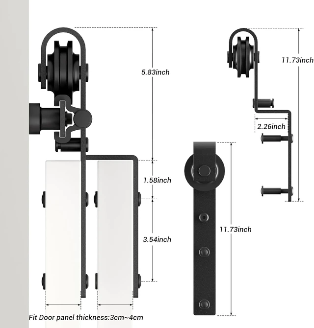 Alt view image 5 of 7 - 6FT Bypass Sliding Barn Door Hardware Kit, Combination Track Mode, Single Track for Double Wooden Doors, Fits 70" Door Opening (6 Feet)