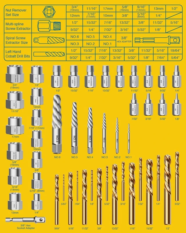 Alt view image 2 of 7 - 49 Pcs Screw Extractor Set with Left Hand Drill Bit