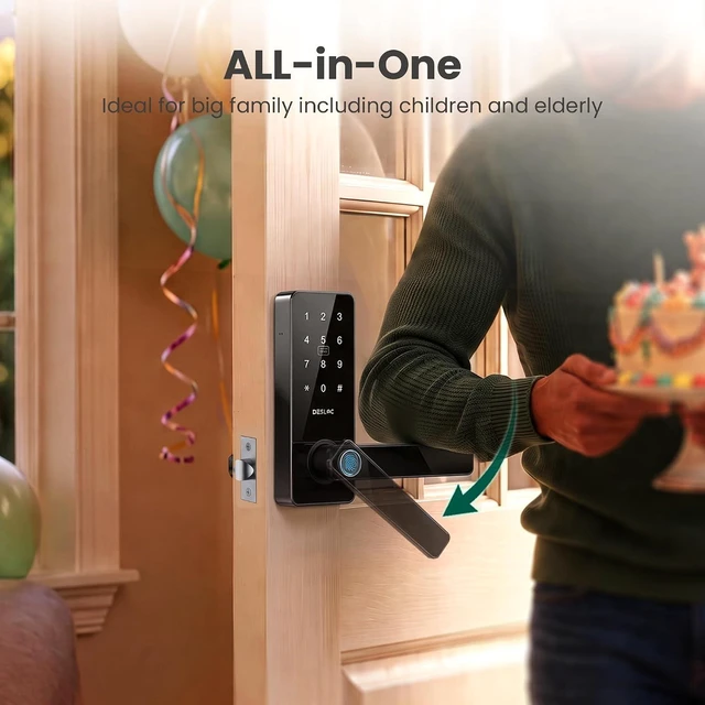 Alt view image 6 of 7 - Smart Handle Lock with Keypad, Fingerprint Knob for Front Door