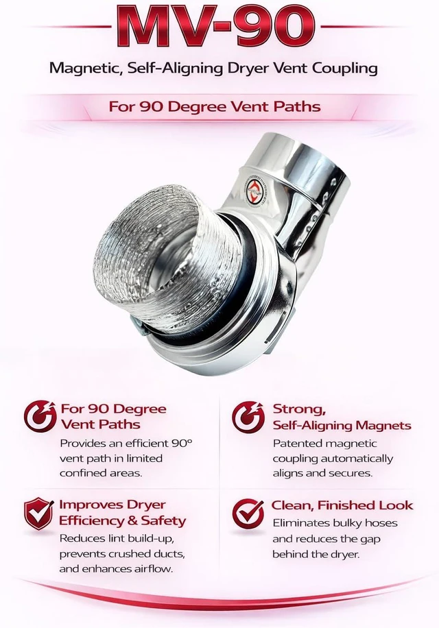 Alt view image 3 of 6 - MV-90 Magnetic Dryer Vent Coupling, 90°, Made in USA