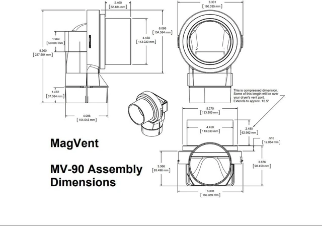 Alt view image 6 of 6 - MV-90 Magnetic Dryer Vent Coupling, 90°, Made in USA