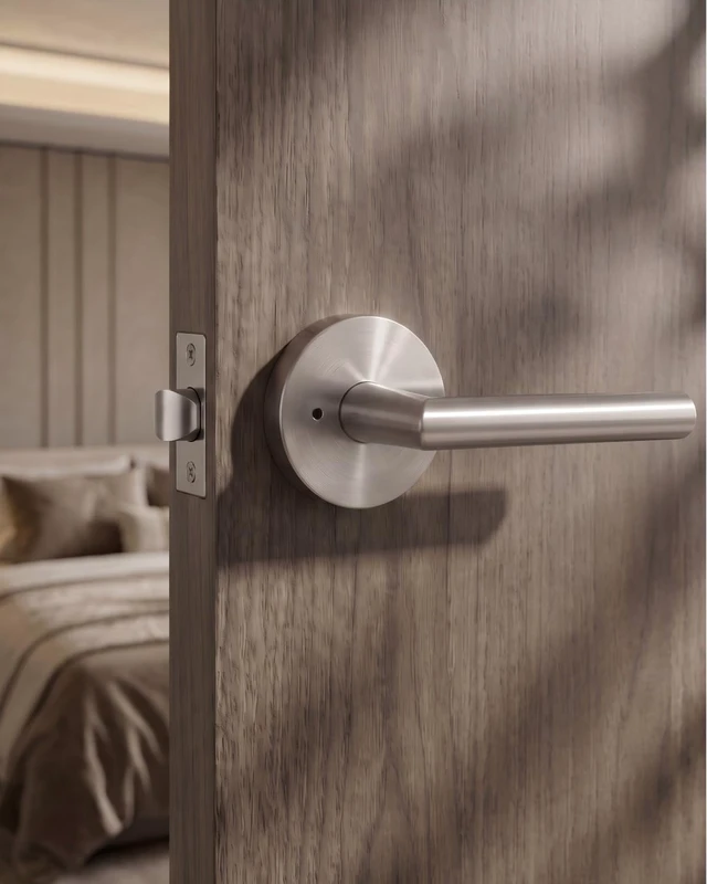 Alt view image 2 of 7 - Brushed Nickel Interior Privacy Door Handle, 1 Pack