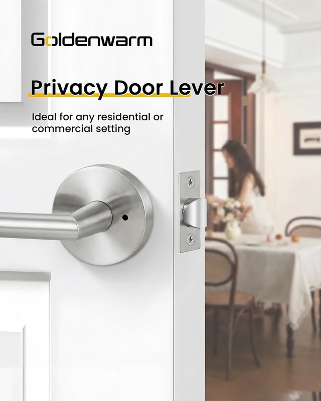 Alt view image 4 of 7 - Brushed Nickel Interior Privacy Door Handle, 1 Pack