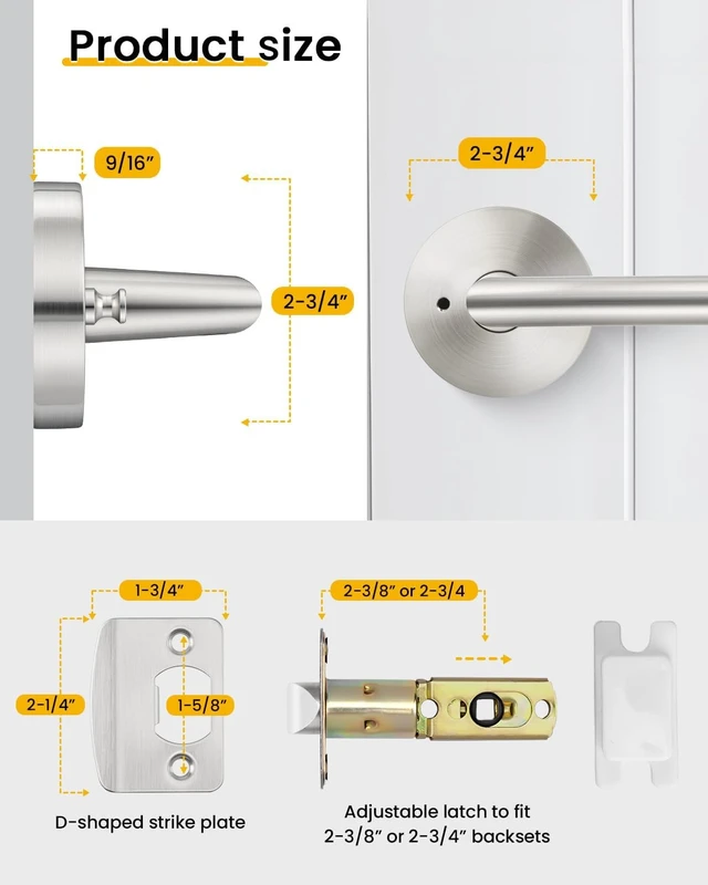 Alt view image 6 of 7 - Brushed Nickel Interior Privacy Door Handle, 1 Pack