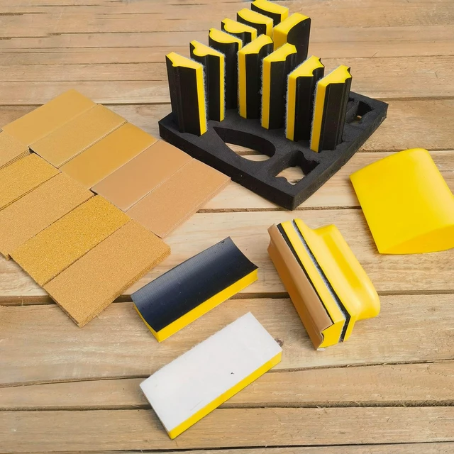 Alt view image 6 of 7 - 56 PCS Hand Sanding Block Set, 16 PCS Contoured Profile Sander Block + 40 Sheet Sandpaper Kit, Interchangeable Convex & Concave Shapes for Moldings, Woodworking, Auto Paint & Crafts